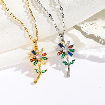 Titanium Steel Sunflower Necklace